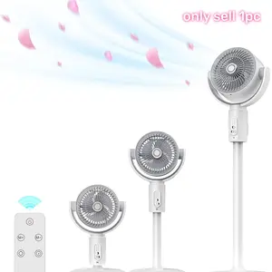 Adjustable Height Floor Fan with 360° Wind Direction, Remote Control for Aromatherapy or Mosquito Prevention, USB Type-C Charging, 8 Hour Timer