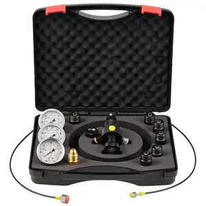 VEVOR Hydraulic Nitrogen Accumulator Charging Kit, All-in-One Nitrogen Fill Kit, Pressure Test System with 3 Gauges (1500, 4000, 6000 PSI), 6 Adapters Couplings, 1 Gas Hose, 1 Valve, 1 CGA580 Adapter