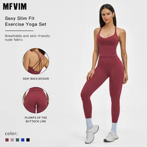 MFVIM Women’s Spring/Summer Fuzzy Sports Sweatsuit Set – Crossback Design, Premium Gym Athletic Clothes for Gym Workout Women’s Workout Running Outfits, Sportswear Set for Outdoor Yoga