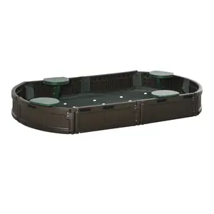 Outsunny Kids Outdoor Sandbox with Cover, Sand Pit for Toddler 3-7, Children's Play Station for Backyard