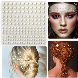 165 pcs/330 pcs/825 pcs/1650 pcs/3300pcs pearl stickers self-adhesive, Vintage, 4 sizes sticker makeup pearl gemstone white jewelry decoration, suitable for facial, body, nail, hair, mobile & craft decoration, 0.12 in/0.16 in/0.2in/0.24in