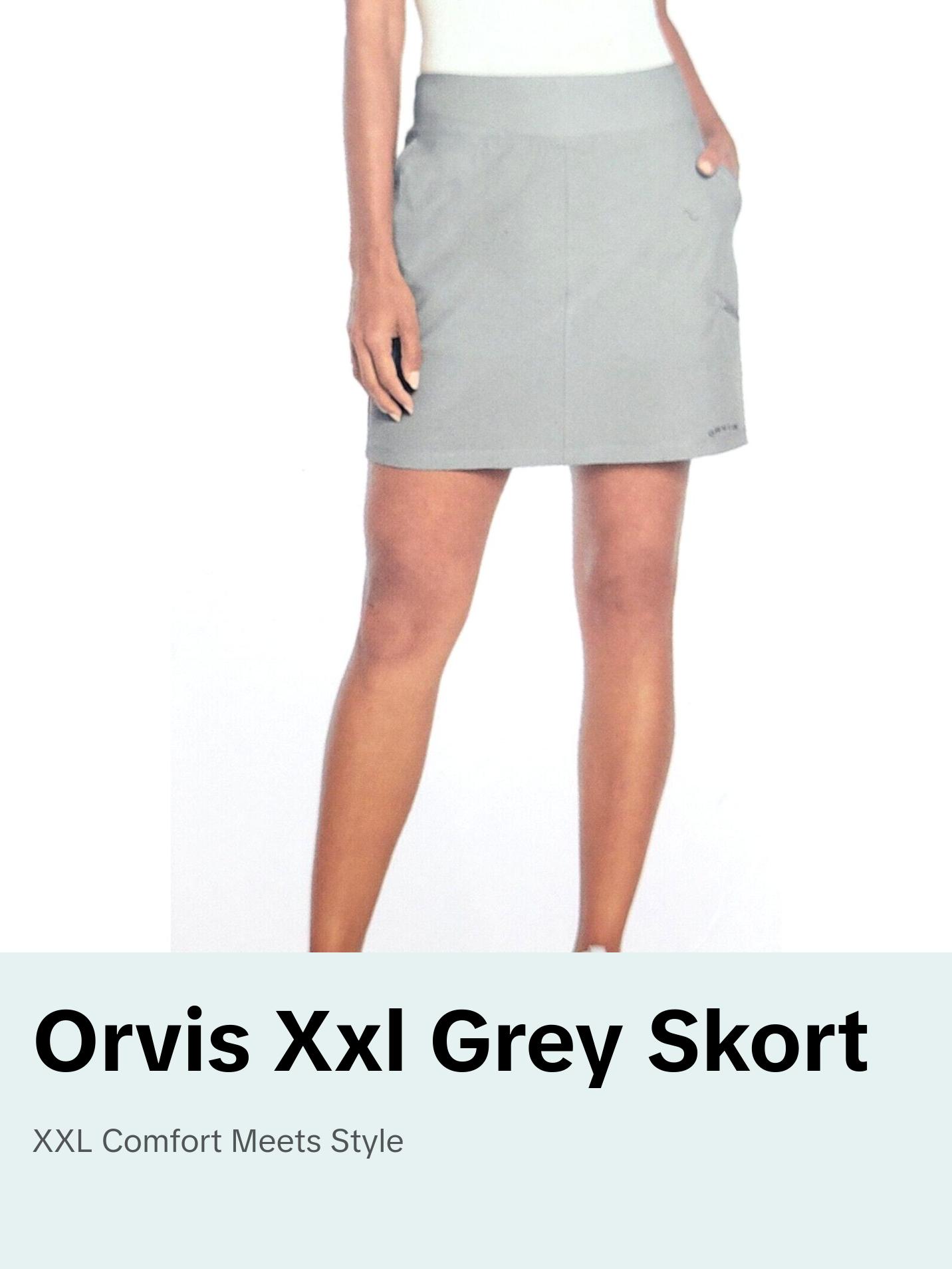 Orvis Ladies' Size XXL Skort, Grey Lightweight Short Skirt
