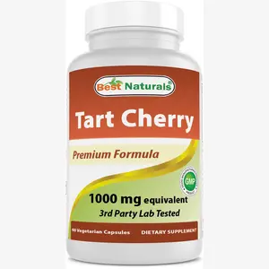 Best Naturals Tart Cherry Extract 1000 mg 60 Vegetarian Capsules Edible Supplement Non-GMO Gluten-Free Dietary Healthcare