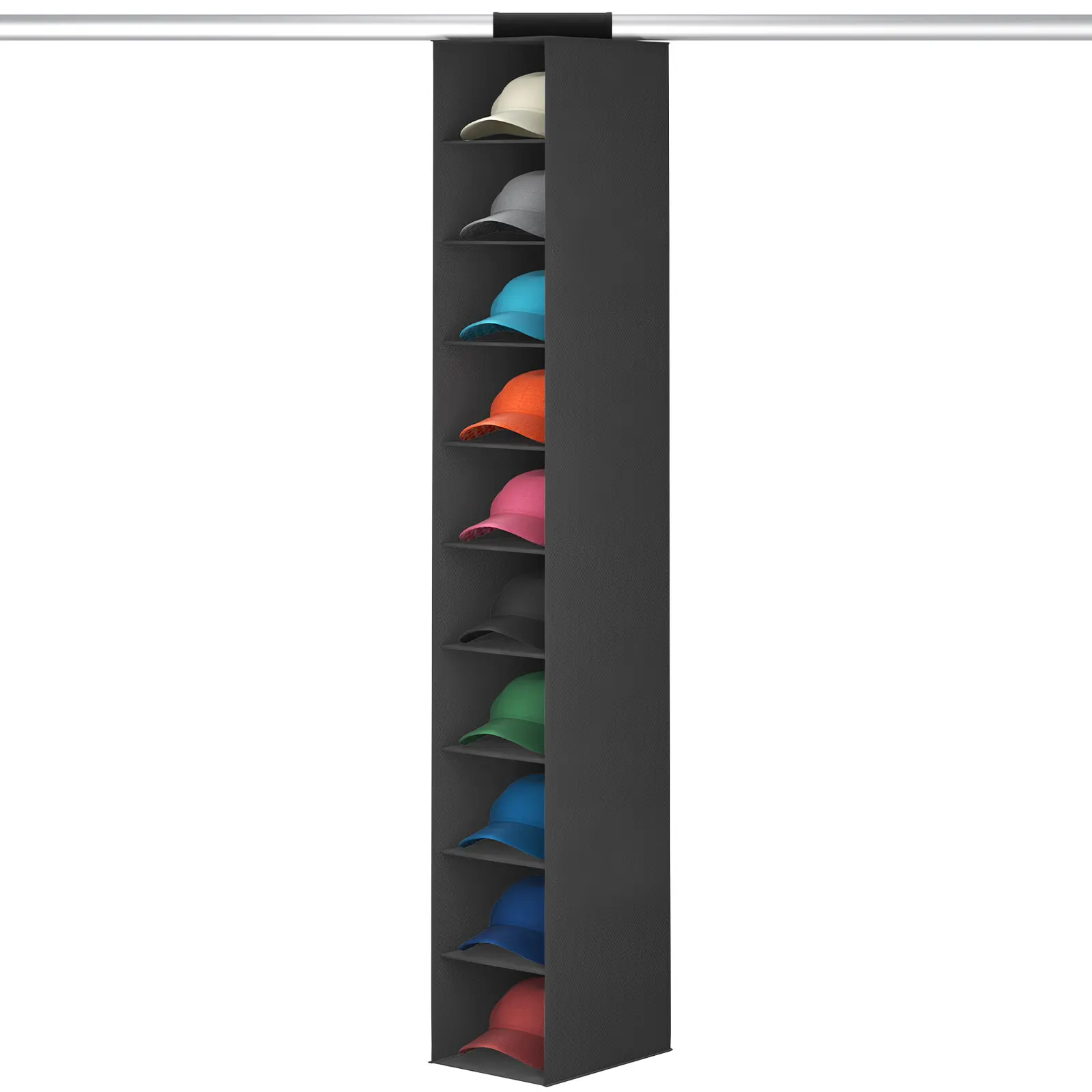 Lifewit Hat Organizer for Baseball Caps, Foldable Non-Woven Fabric Storage, Reinforced Stitching, Sturdy Hanging Design for Closet & Door Hangable Black Strap,summerwins DealsForYouDays