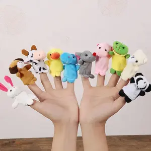 5/10Pcs Animal Finger Puppets Soft Plush Doll Kids Early Educational Toy Cartoon Hand Finger Puppet Parent-child Interactive Storytelling Soothing Toy