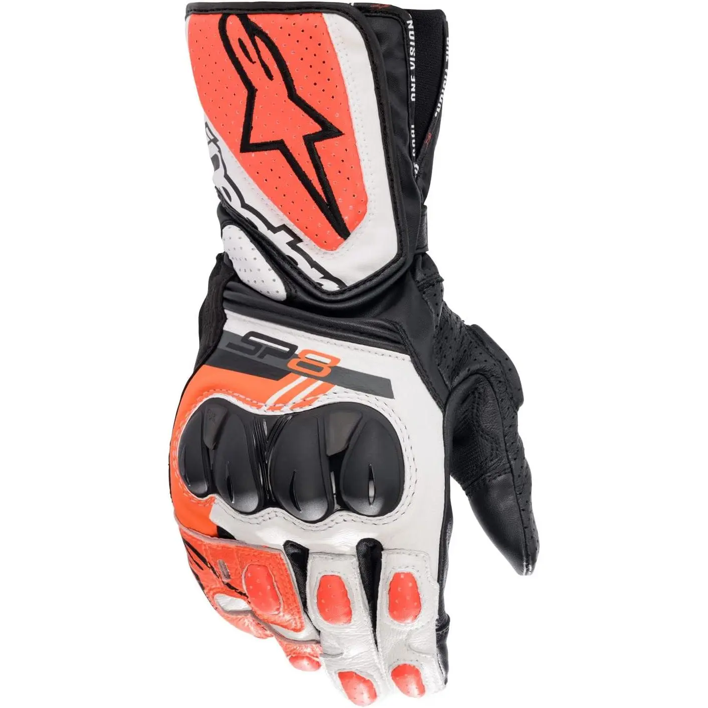 SP-8 V3 Gloves, Full Gauntlet Leather, CE-Certified, Race-Inspired Fit, Knuckle Protection, Reinforced Palm, Multi-Panel Construction