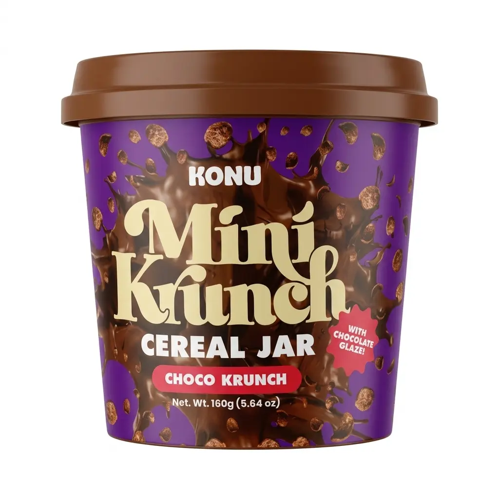 KONU Mini Krunch Breakfast Cereal Jars - 160g, Cocoa (Choco), Cookies & Milk Cream, Matcha Flavors KONU Mini Krunch Breakfast Cereal Jars - 160g, Cocoa (Choco), Cookies & Milk Cream, Matcha Flavors