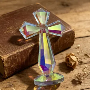 Iridescent Crystal Cross Christian Home Decor Gift