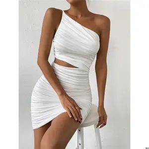 Dress Bodycon Ruffled Waist Cutout One Shoulder Allurite SHEIN