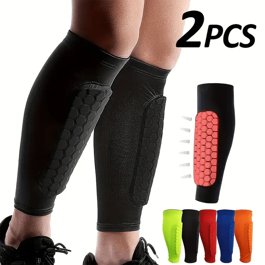 Unisex Polyamide Leg Sleeves with Padded Hexagons (2-Piece), Anti-Collision Protective Gear for Adult Contact Sports, Tile, Adults, Nylon, Set, Snug Fit, Sporty Protective Gear, Thigh Pads Protective Gear