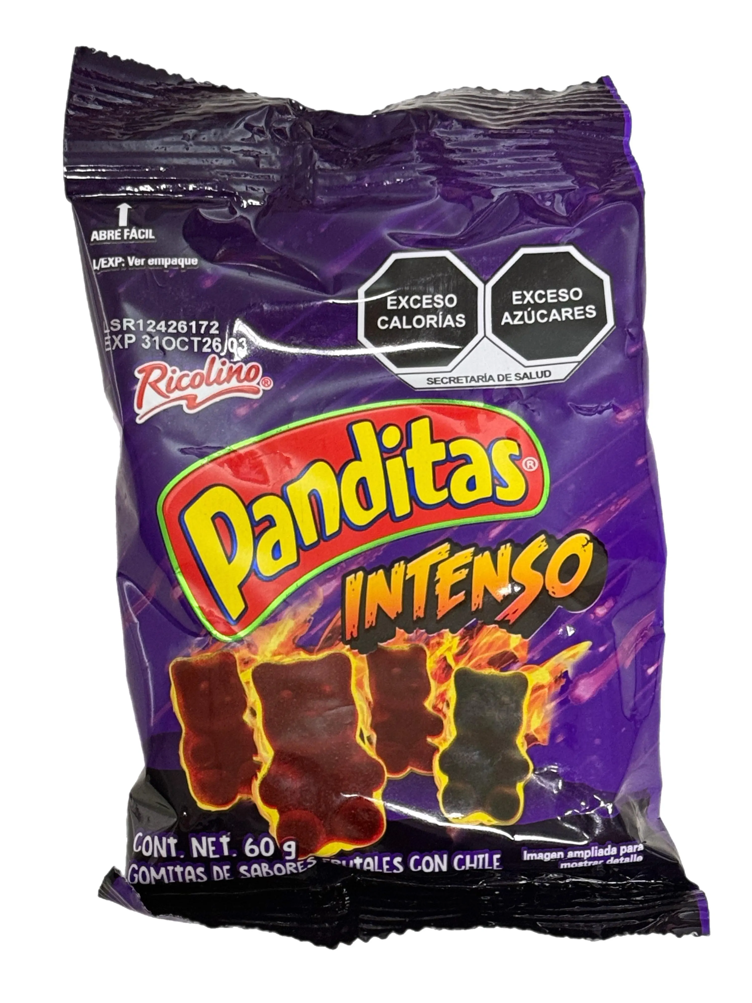 Ricolino Panditas Intenso – Fruit Flavored Gummy Candy with Chili – 60 g (2.12 oz)