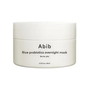 [Abib] Rice Probiotics Overnight Mask Barrier Jelly 80ml, Night Special Care, Deep Night Skin Barrier, Mask, Sleeping Mask, Hydrating and Soothing Bouncy Jelly Texture, Simple Home SkinCare, Overnight Skin Barrier Solution, Koeran Skin Care