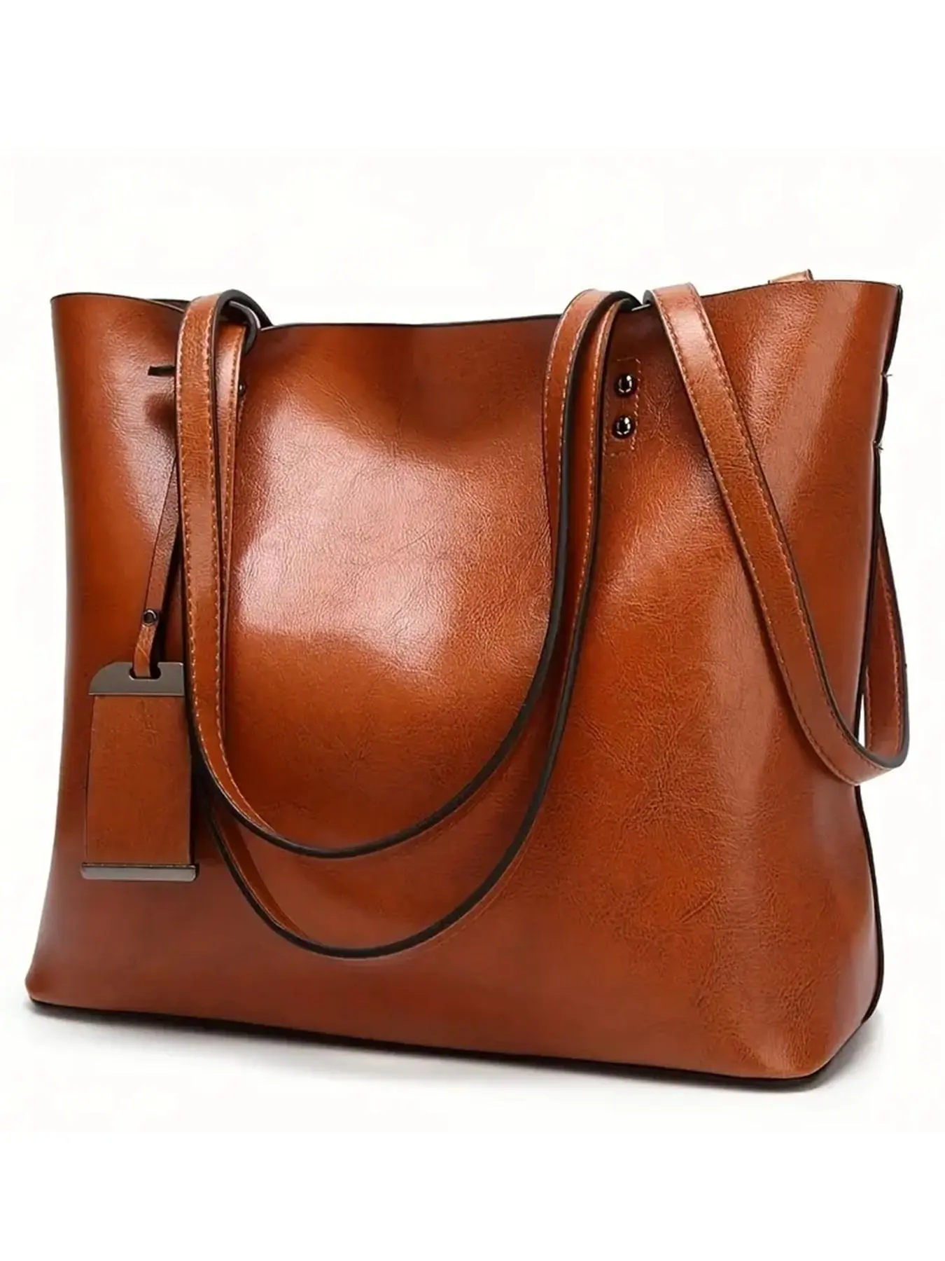 Women's Elegant Solid Color, Fashionable Large Capacity Shoulder Bag for Work & Daily Used, Casual Trendy Versatile High-quality Daily Commuting Bag, Elegant Commuter Bag, Stylish Versatile Bag, PU Tote Satchel