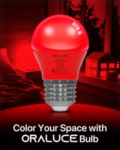 Red LED Porch Light Bulb,5W A15 E26 Lamp Bulb for Halloween Christmas Party Decor and Lighting,450LM Non-Dimmable,6 Pack.