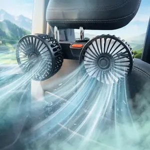 Summer Essential Car Backseat Fan, USB Car Dual-Head Electric Fan with 360° Adjustable Rotation, 3 Wind Speed Levels, High-Power Cooling,Suits for all car models Summervibes