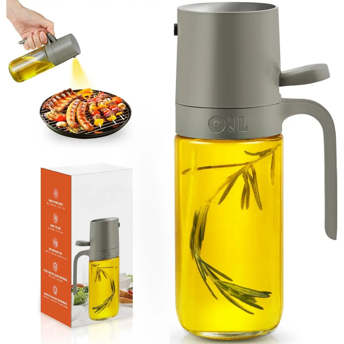 Olive Oil Sprayer for Cooking - Versatile Olive Oil Spray Bottle for Cooking - 250ml/8.3oz Oil Spritzer for Air Fryer, Salad, Grilling, Roasting, Baking Essentials, Oil Dispenser, Kitchen