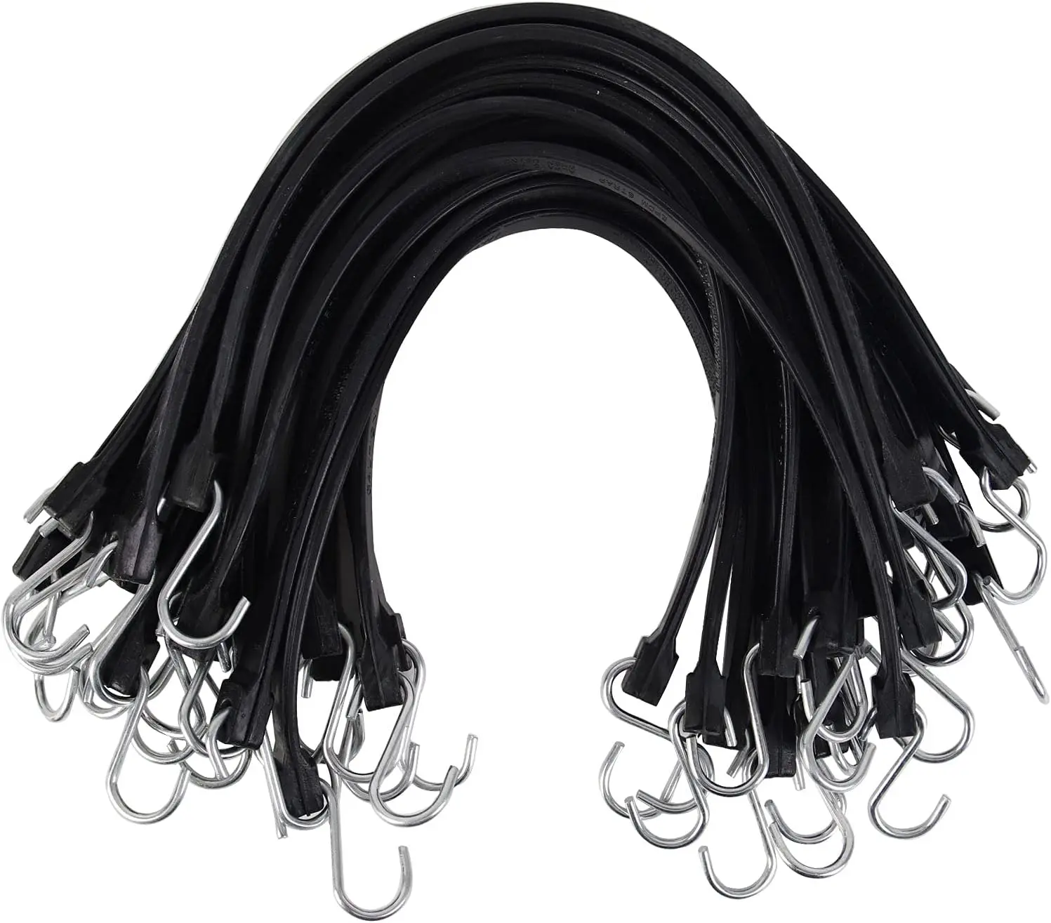 20-Pack 21in Adjustable EPDM Rubber Tarp Straps with Hooks, Bungee Cords for Car Roof Racks, Flatbed Trailers to Secure Tarps, Secures Tarps