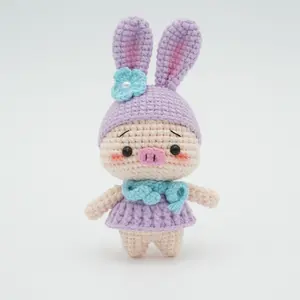 Handmade Crochet Piggy, Hand-Knitted with Cotton Yarn