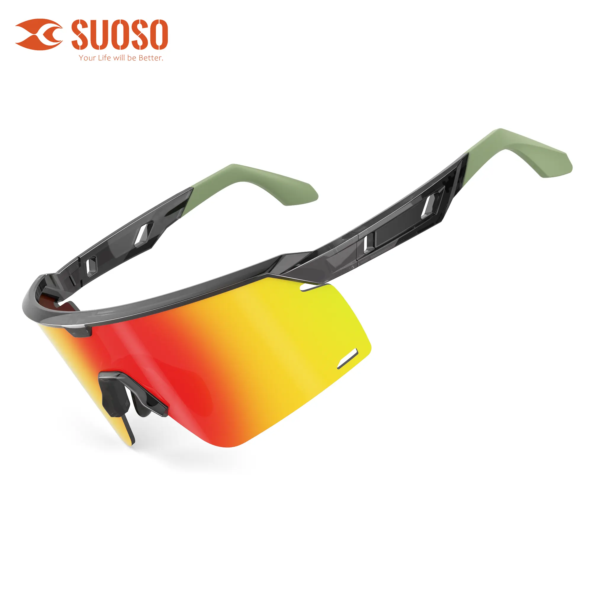 Occhsouo Professional Sports Biking Sunglasses - Men's 1 Size Sun Shield Outdoor Cycling Shades for Cycling, Baseball Youth