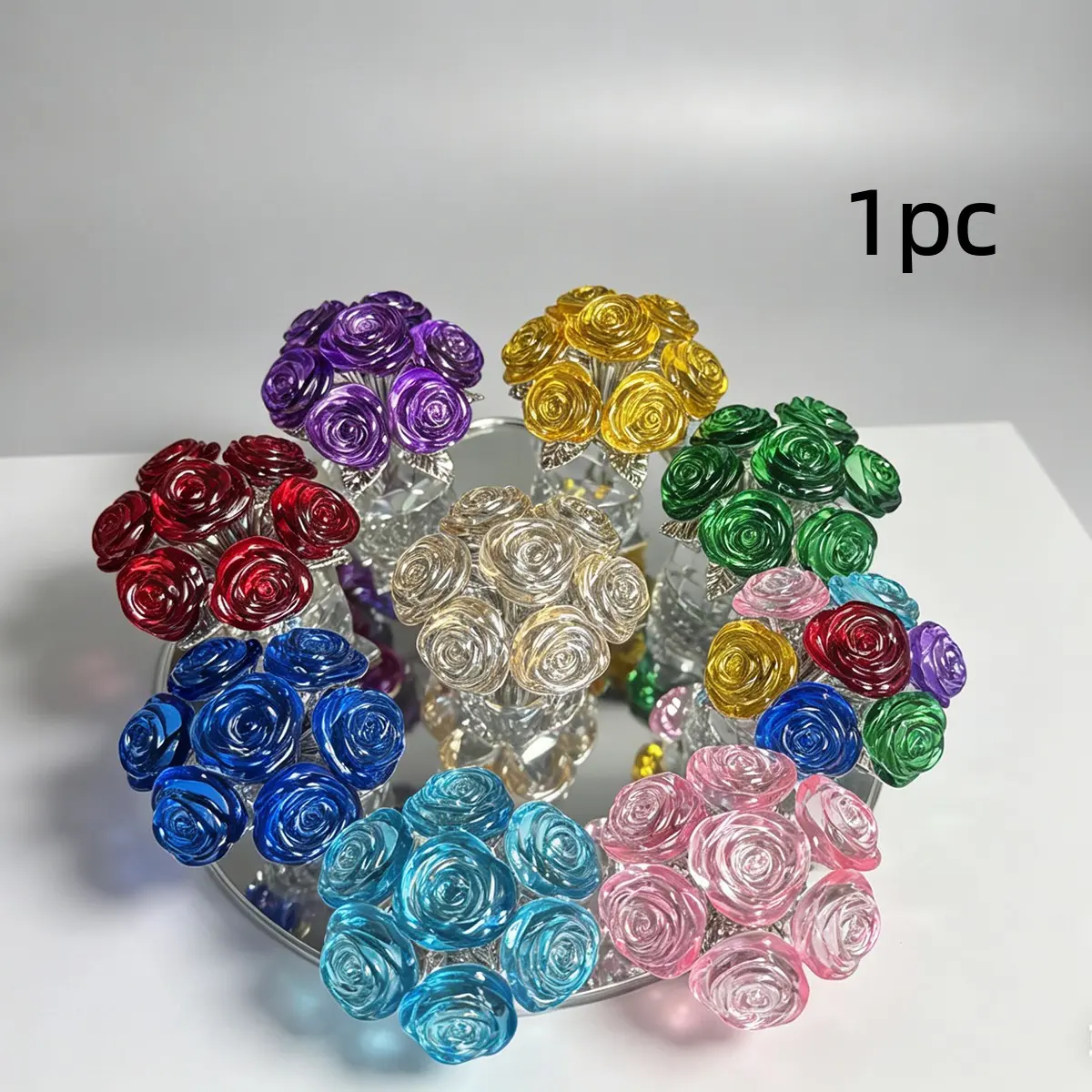 Artificial Crystal Rose, 1 Count Elegant Artificial Flower, Decorative Artificial Flowers for Home Office Desk, Romantic Gift Idea for Valentine's Day, Christmas and More, Artificial Bouquet, Artificial Roses Bouquet, Artificial Flower Decoration