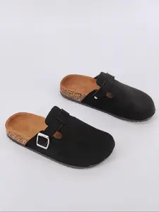 Trendy Fashion Couples Slippers Indoor Outdoor Non-Slip Wear-Resistant Shoes, Stylish Men Women Casual Footwear, Black