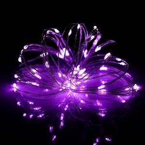 Perfect Holiday Fairy String Lights Twinkling Ambient Lighting Battery Operated 30 LED Microdot Copper Wire 10FT - Purple