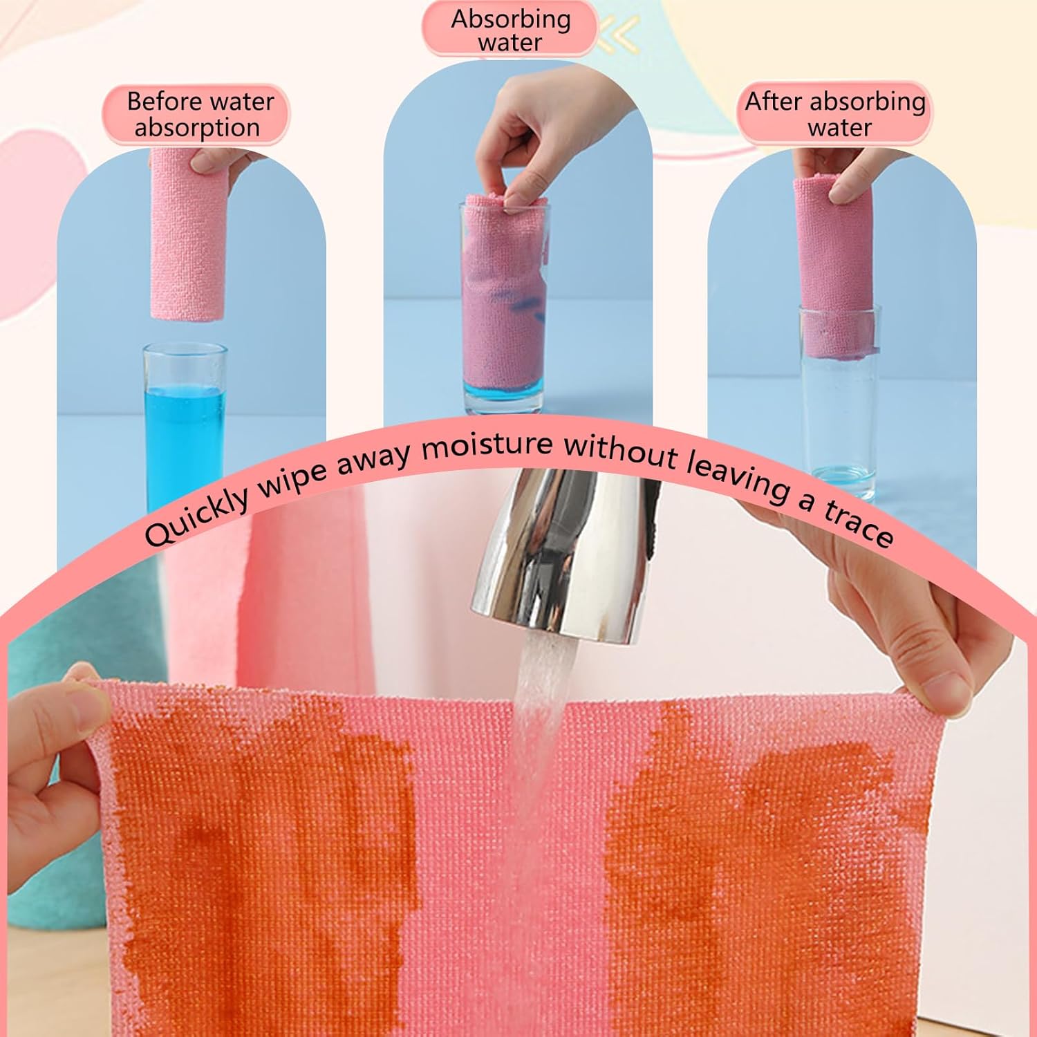 Reusable Microfiber Cleaning Cloth Roll, Absorbent Cleaning Cloth, Multipurpose Cleaning Tool for Car, Kitchen, Glass, Home Cleaning, Towel, Household Items, Microfiber Cleaning Towels，reusable paper towels washable，quick dry cleaning cloths for kitchen