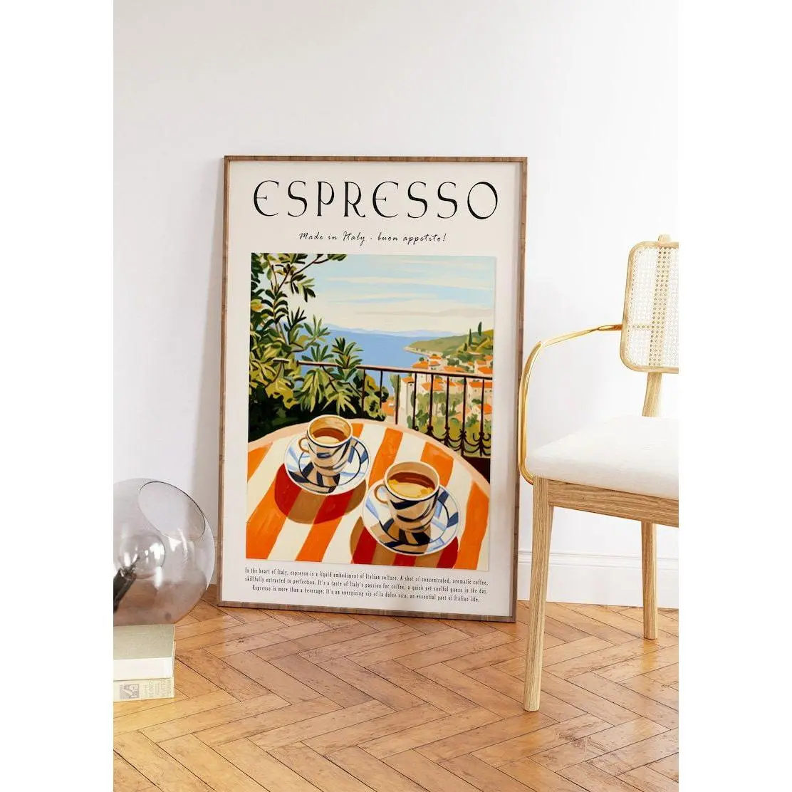 Coffee Poster, Italian Espresso Print, Kitchen Decor, Retro Coffee Art1 - [No Frame]