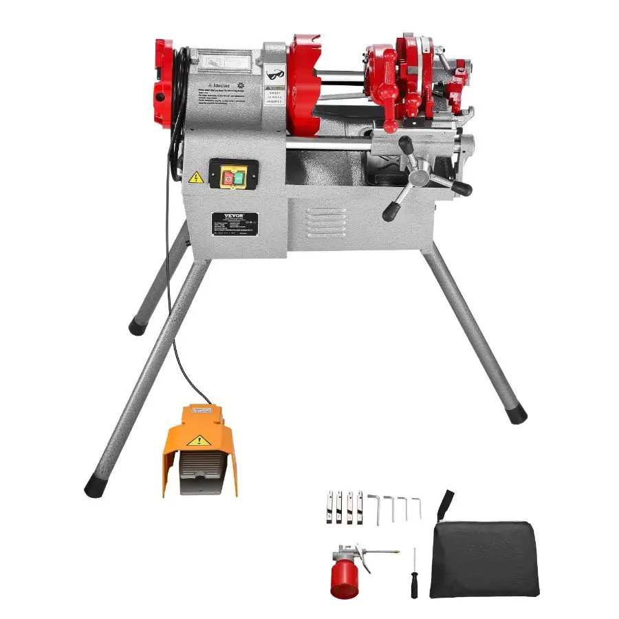 VEVOR 750W Industrial Multi-Function Electric Pipe Threader Machine, 28RPM Hand Tools Threading Cutter with Foot Pedal, 1/2 to 2 inch Pipe Tool for Plumbing, Metalworking, Automotive Repairs, Construction Site (Ergonomic Design)