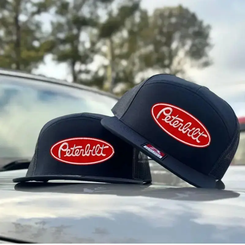 Peterbilt Trucker Hat | Vintage 7 Panel Mesh Snapback | Flat Bill Semi Truck Driver Cap | Diesel Truck Gift for Him