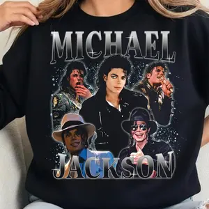 Michael Jackson Halftone Graphic Sweatshirt, King of Pop 90s MJ Pullover Hoodie For Men & Women