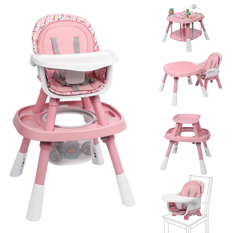 Topwin Adjustable Multifunctional Baby Highchair - Oxford-Plastic, Removable Tray, Safety Harness, Chair-Table & Toy Accessories, Toddler Booster Seat for Dining Table (Highchairs for Babies and Toddlers)