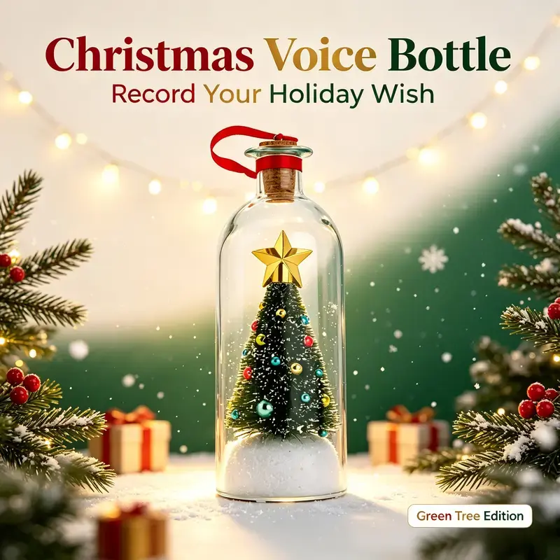 Forever Voice Recordable Christmas Tree Bottle – Personalized Voice Message Ornament That Saves Voices Forever – Meaningful Christmas & Valentine’s Day Gift for Mom, Kids, Friends & Loved Ones