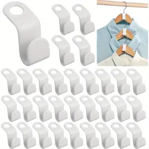 60 PCS Clothes Hook Hanger Hooks Space Saving Closet Connector Organizer (White)