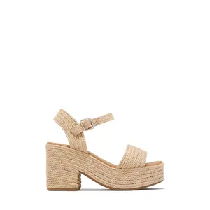 Marina Raffia Platform Heels - Natural