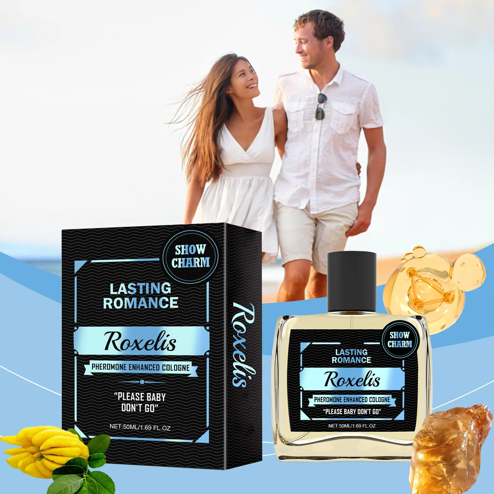 Roxelis Men's Cologne Spray Woody Freesia Scent Long Lasting Fragrance with Sandalwood for Daily Confidence Date Night Gift