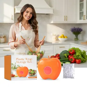 Wall Mounted Plastic Wrap Dispenser - Kitchen Large Capacity Cling Wrap & Food Storage Bag Organizer, Pull Out Holder