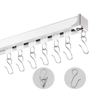 VEVOR Ceiling Curtain Track Set, 8.9 FT/2.7Meter, Sliding Ceiling Track System for Curtains, Room Divider Curtain Track Ceiling/Wall Mountedfor Living Room Bedroom with Hooks and Hardware, White