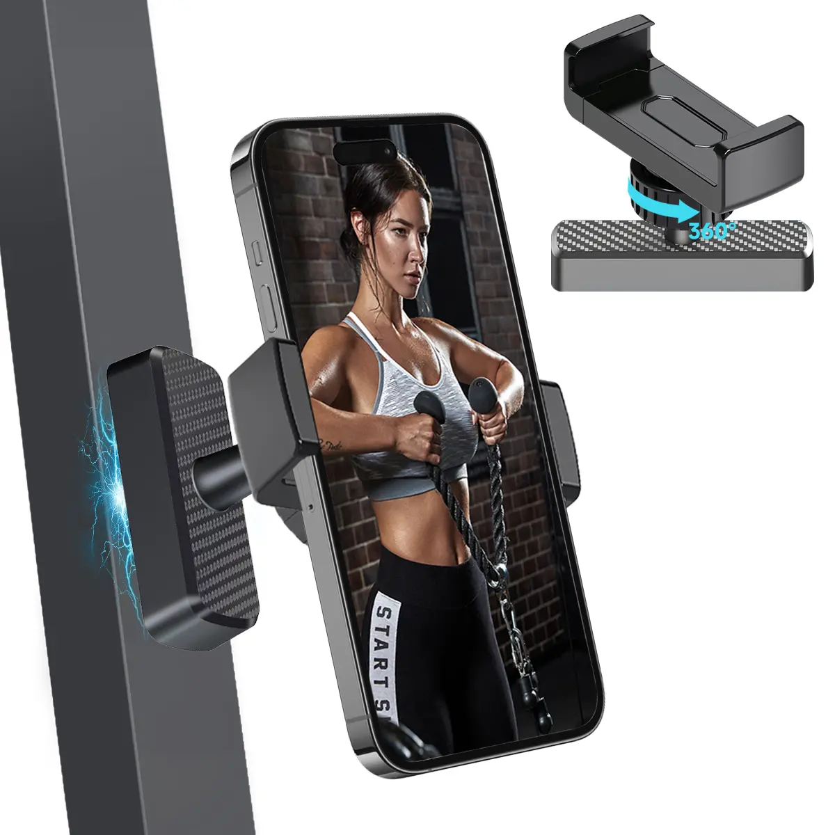 2Pcs Magnetic Smartphone Grip Holder - Alloy Base & Joint for Strong Hold, 360° Adjustable Silicone Phone Grip,Compatible with 4.7-6.5 in Mobile Phones, Gym Workout Equipment Accessory for Men, Cellphone#SummerWins