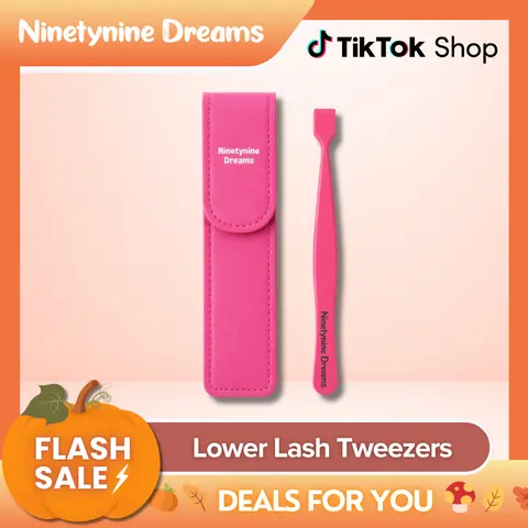 Ninetynine Dreams [NO GLUE] Lower Lash Tweezers | Flat-Tip Precision Lash Applicator Tool — Designed for Easy Lower Lash Placement & No-Glue Lash Application, Smooth Control Grip, Makeup Essential for Effortless Bottom Lash Application