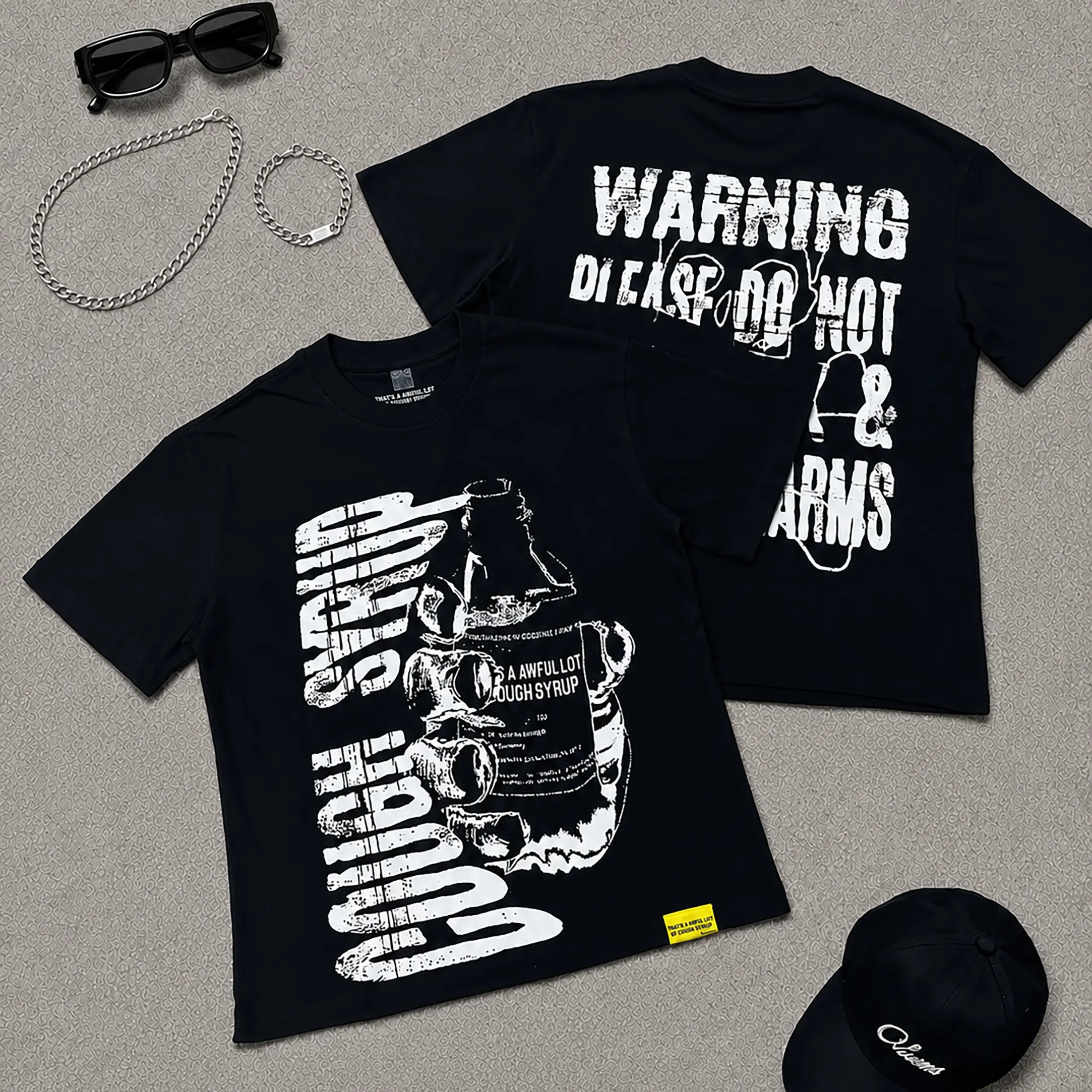 Graphic Tee Cough Syrup Pure Cotton Y2K Streetwear Vintage Loose Fit Short Sleeve Summer Casual Men Women Teens