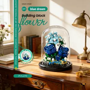 Potted Building Block Simulation Succulent Bouquet Creative Puzzle Building Block Eternal Flower Home Decoration Rose