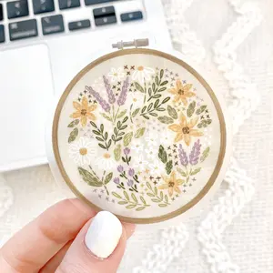 Clear Embroidery Hoop Waterproof Vinyl Sticker, 2.75x2.75"