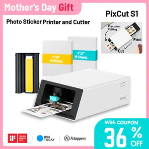 Liene PixCut S1 Photo Sticker Printer & Cutting Machine - All-in-One Sticker Maker Machine for DIY Crafts, Custom, Thermal Dye-Sublimation, 300 DPI Prints, Precise AI Auto-Cutting, AI Design App Support, Mother’s Day Gift,SummerVibes, pet lovers