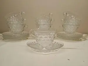 Fostoria American Cubist Tea Cup And Saucer (10 Sets - 20 Pieces)
