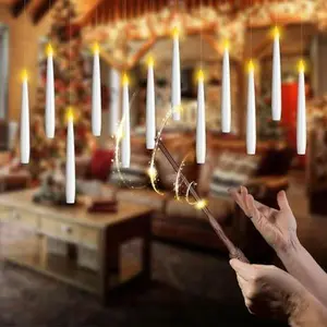 MAMXUAN,Floating Christmas Decoration - 24 PCS Battery Powered LED Candles With Wand Remote, Flickering Warm Light, 6 Hour Cycle Timer Gift Halloween Magical Set Tree Window Ornaments lamp lights bedroom wall lights