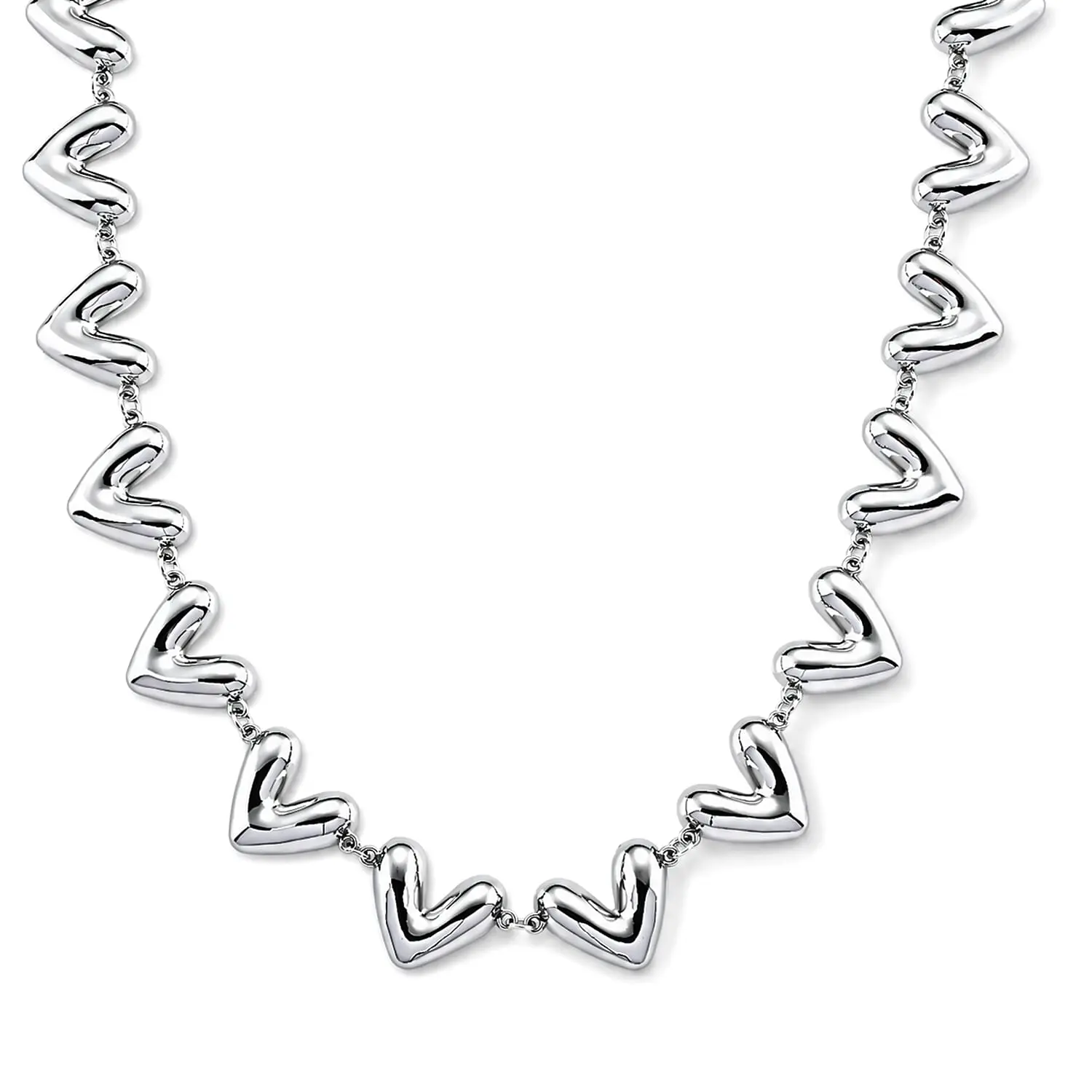 Chunky V-Link Chain Necklace in Silvertone (20-22 Inches)