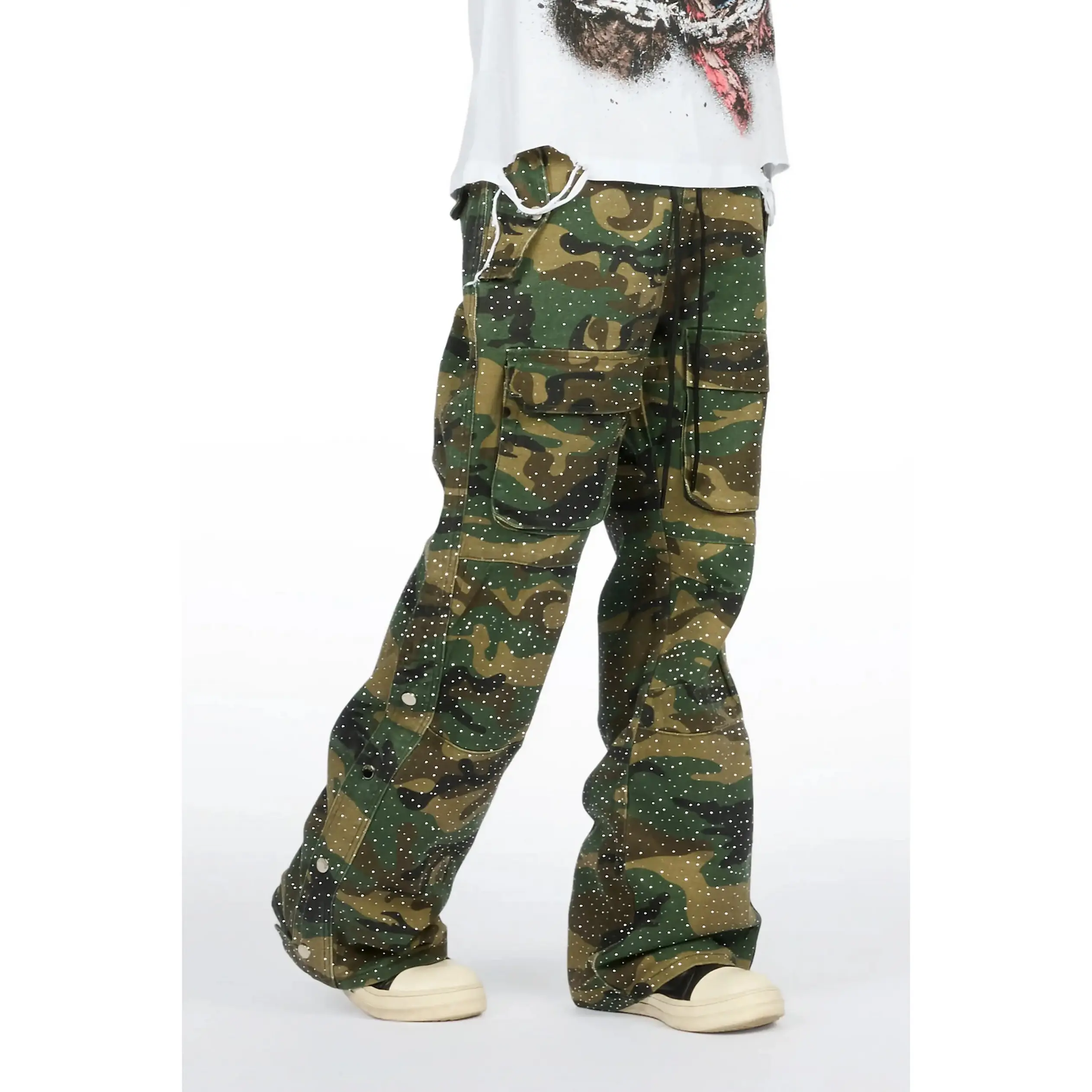 Yuri Camo Rhinestone Baggy Fit Jean