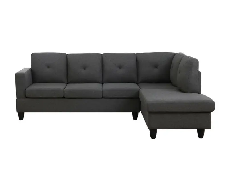 Sondrio Sectional Sofa with Right-Facing Chaise in Dark Gray Linen Fabric