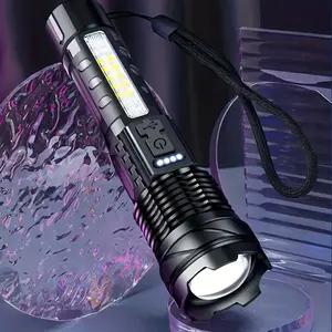 Two Led Flashlights Charging Portable Long Life Strong Light Laser Gun With Side Light 4 Modes Emergency Lighting Flashlight Outdoor Special Working Light Multi-function Flashlight